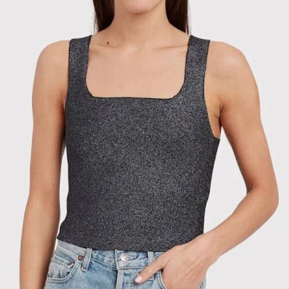 ALC Crop Tank Top Metallic Silver Sz XS - Picture 1 of 6